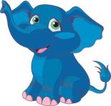 Aufkleber blauer Elefant 18 x 18 cm