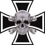 Aufkleber Eisernes Kreuz mit Totenkopf silber 