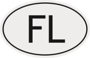 Aufkleber Autokennzeichen FL = Liechtenstein 