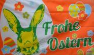 Fahne Frohe Ostern mit Osterhase orange 90 x 150 cm 