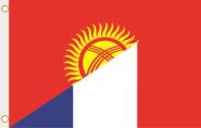 Fahne Kirgisistan-Frankreich 90 x 150 cm 