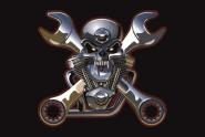 Flagge Metall Skull mit Motor 