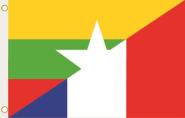 Fahne Myanmar-Frankreich 90 x 150 cm 