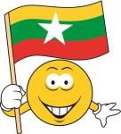 Aufkleber Smily Smiley mit Myanmar Fahne 