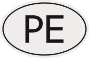 Aufkleber Autokennzeichen PE = Peru 
