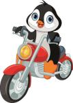 Aufkleber Pinguin auf Motorrad 