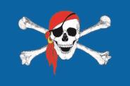 Aufkleber Pirat mit rotem Kopftuch blau 