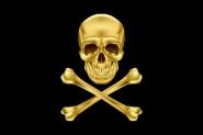 Aufkleber Pirat Cross Bone gold 