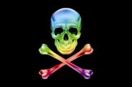 Aufkleber Pirat Cross Bone Rainbow 