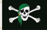 Fahne Pirat mit grünem Kopftuch 90 x 150 cm 
