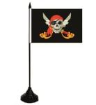 Tischflagge Pirat mit Säbel und Kopftuch 10 x 15 cm 