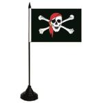 Tischflagge Pirat mit rotem Kopftuch 10 x 15 cm 