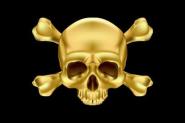 Aufkleber Pirat Skull Bones gold 