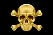 Aufkleber Pirat Totenkopf gold 