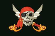 Aufkleber Pirat mit Säbel und Kopftuch 