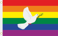 Fahne Regenbogen mit Friedenstaube 90 x 150 cm 