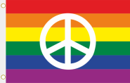 Fahne Regenbogen mit Peace Zeichen 90 x 150 cm 