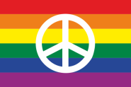 Flagge Regenbogen mit Peace Zeichen 