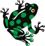 Aufkleber schwarz - grüner Frosch 
