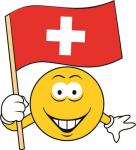 Aufkleber Smily Smiley mit Schweiz Fahne 