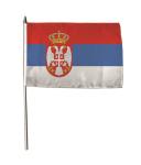 Stockflagge Serbien mit Wappen 30 x 45 cm 
