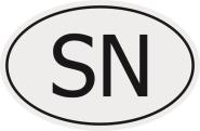 Aufkleber Autokennzeichen SN = Senegal 