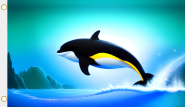 Fahne Springender Orca 90 x 150 cm 
