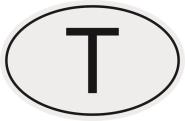 Aufkleber Autokennzeichen T = Thailand 
