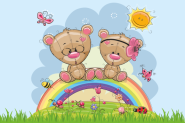 Flagge Teddy-Bären auf Regenbogen 