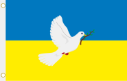 Fahne Ukraine mit Friedenstaube 90 x 150 cm 