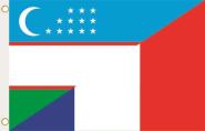 Fahne Usbekistan-Frankreich 90 x 150 cm 
