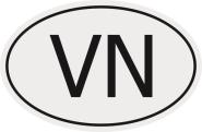 Aufkleber Autokennzeichen VN = Vietnam 