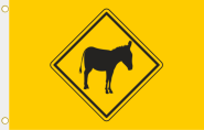 Fahne Vorsicht Esel 90 x 150 cm 