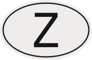 Aufkleber Autokennzeichen Z = Sambia 14,5 x 9,5 cm
