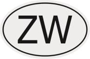 Aufkleber Autokennzeichen ZW = Simbabwe 