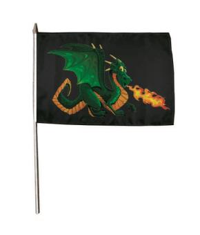 Stockflagge Feuerspuckender Drache schwarz 30 x 45 cm 