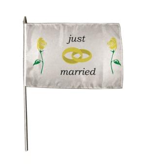 Stockflagge just married 30 x 45 cm 