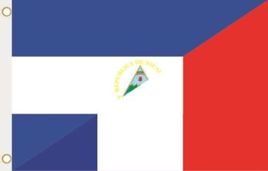 Fahne Nicaragua-Frankreich 90 x 150 cm 