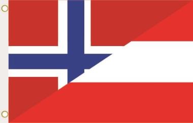 Fahne Norwegen-Österreich 90 x 150 cm 