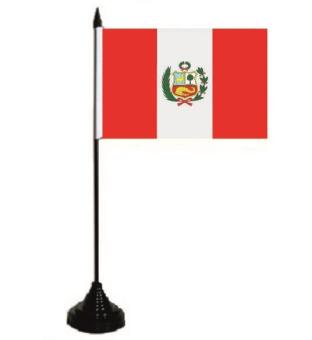 Tischflagge Peru mit Wappen 10 x 15 cm 