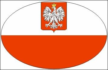 Aufkleber oval Polen mit Wappen 10 x 6,5 cm 