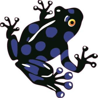 Aufkleber schwarz - blauer Frosch 