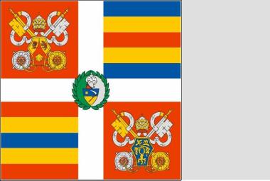 Fahne Standarte der Schweizer Garde für Vatikan mit Wappen des Papstes Benedict der XVI. 150 x 150 cm 
