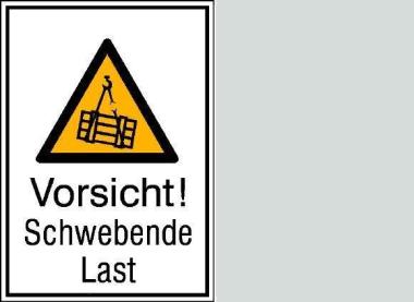 Schild Vorsicht Schwebende Last 13,1x18,5cm Alu Kombizeichen 