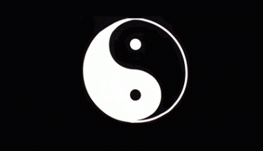 Miniflag Yin Yang schwarz 10 x 15 cm 