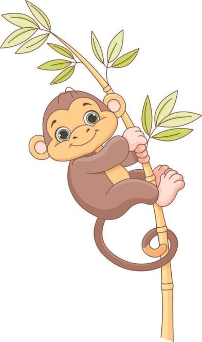 Aufkleber Baby Affe auf Ast 