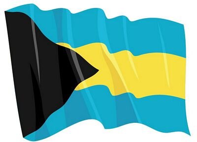 Aufkleber Flagge Bahamas wehend 8,5 x 6 cm 