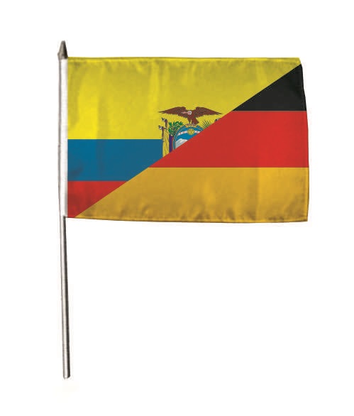 Stockflagge Ecuador-Deutschland 30 x 45 cm 