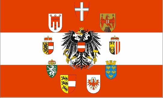 Flagge Österreich Adler mit 9 Bundesländer Wappen 