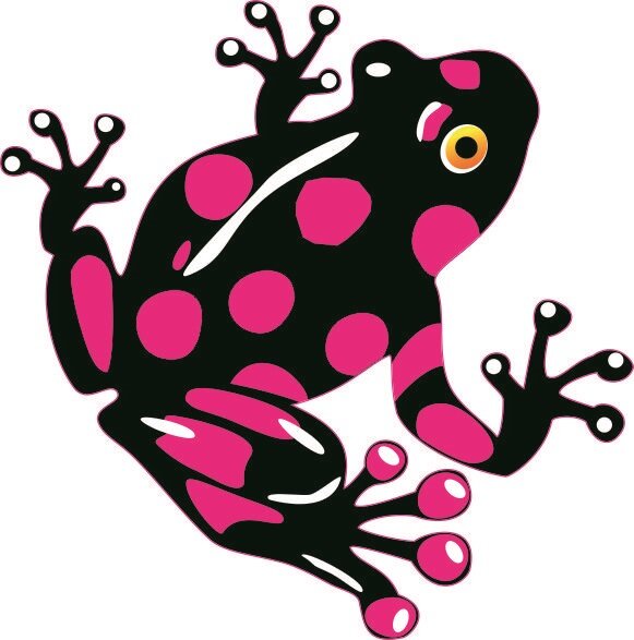 Aufkleber schwarz - pinker Frosch 